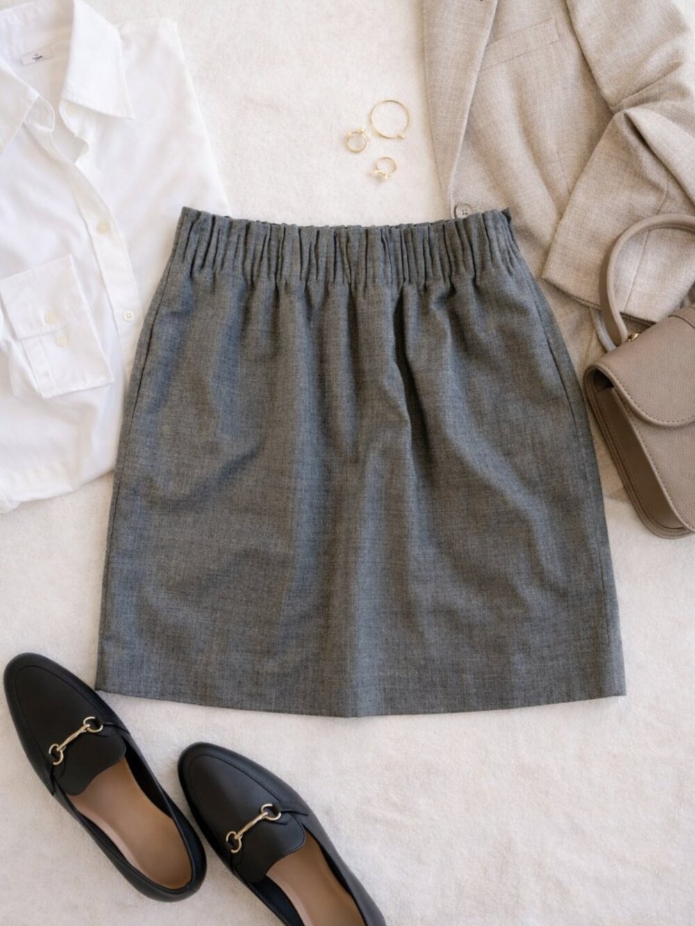 J.Crew Women's 6 Wool Blend Gray Business Casual Skirt Stretch Waist Corpcore